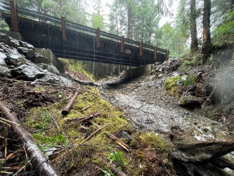View of the replacement bridge over the Jons Creek near Klawock, Alaska on Prince of Wales Island.