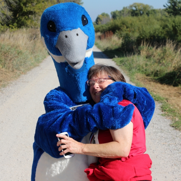 Puddles hugging visitor at Shiawassee Refuge