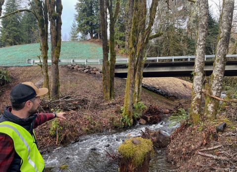 A new bridge over Clear Creek in Wahkiakum County in southern Washington improves fish passage and reduces a public safety hazard
