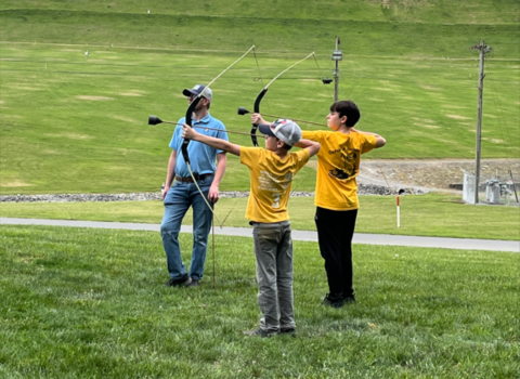 Kids shooting archery