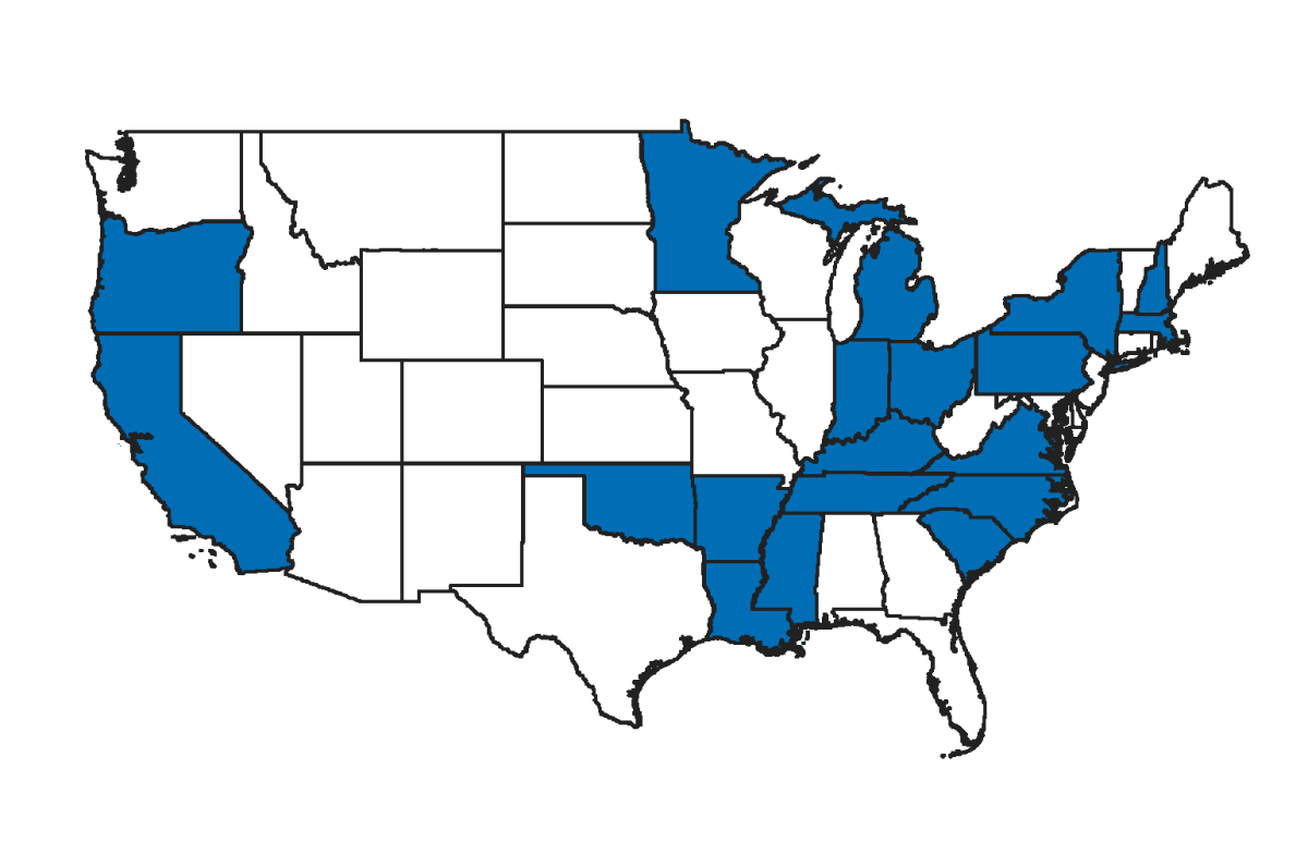 Map showing US states with State Rivers programs